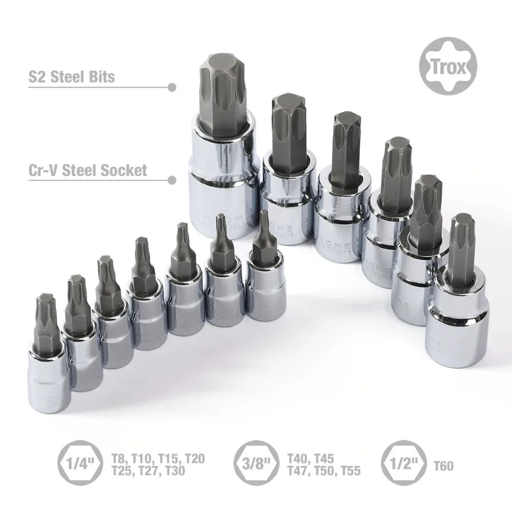 13PC Torx Bits Socket Set 1/4" 3/8" 1/2" Dr. Bit Sets Home Tool Kits | Инструменты