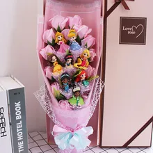 8pcs Lovely The princess toys cartoon bouquet gift box with Artificial flowers creative Graduation/Birthday/Valentine gifts