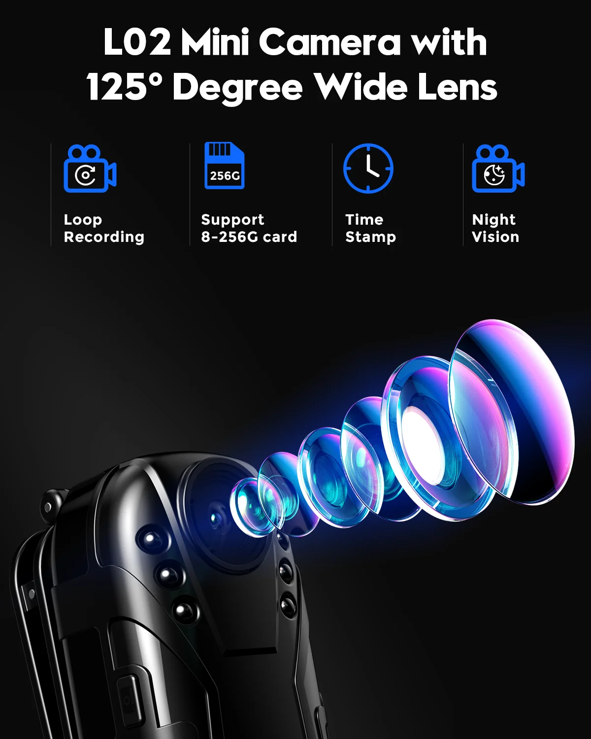 Портативная мини-камера 1080P инфракрасная широкоугольная ночного видения 125