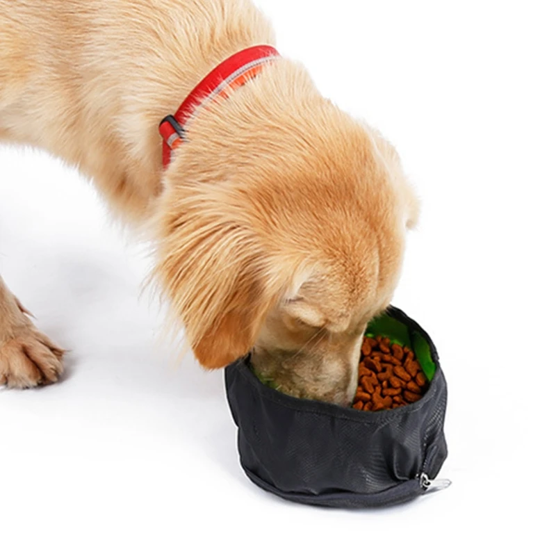 

3 Pieces Collapsible Dog Travel Bowls Portable Foldable Food Water Feeding Dispenser with Zipper and Climbing Hook