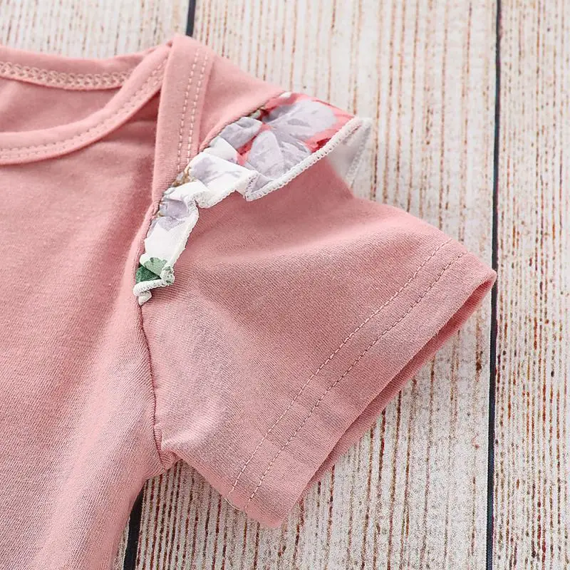 

3PCS Summer Baby Girl Dress Set Newborn Cute Print Strap Dress Ruffle Hort Sleeve Strap Dress Bow Headband Beach Photo Dress