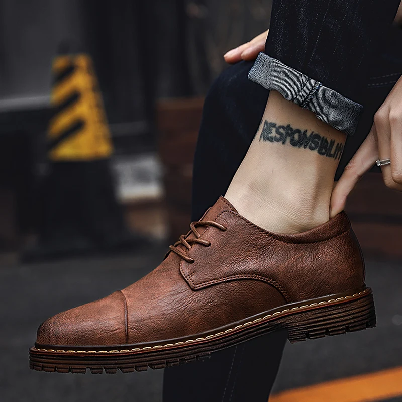 Genuine Leather Men's Dress Shoes British Style Fashion Lace Up Formal Oxford Classic Gentleman Business Shoe | Обувь