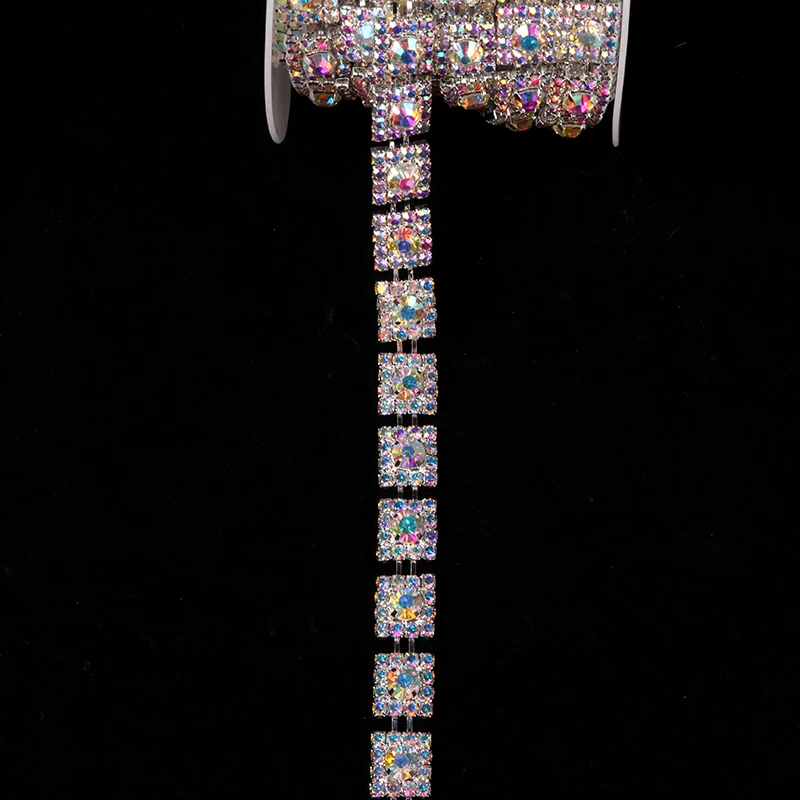 1 ярд 2 см квадратные кристаллы стразы отделка цепочка аппликация для свадебного