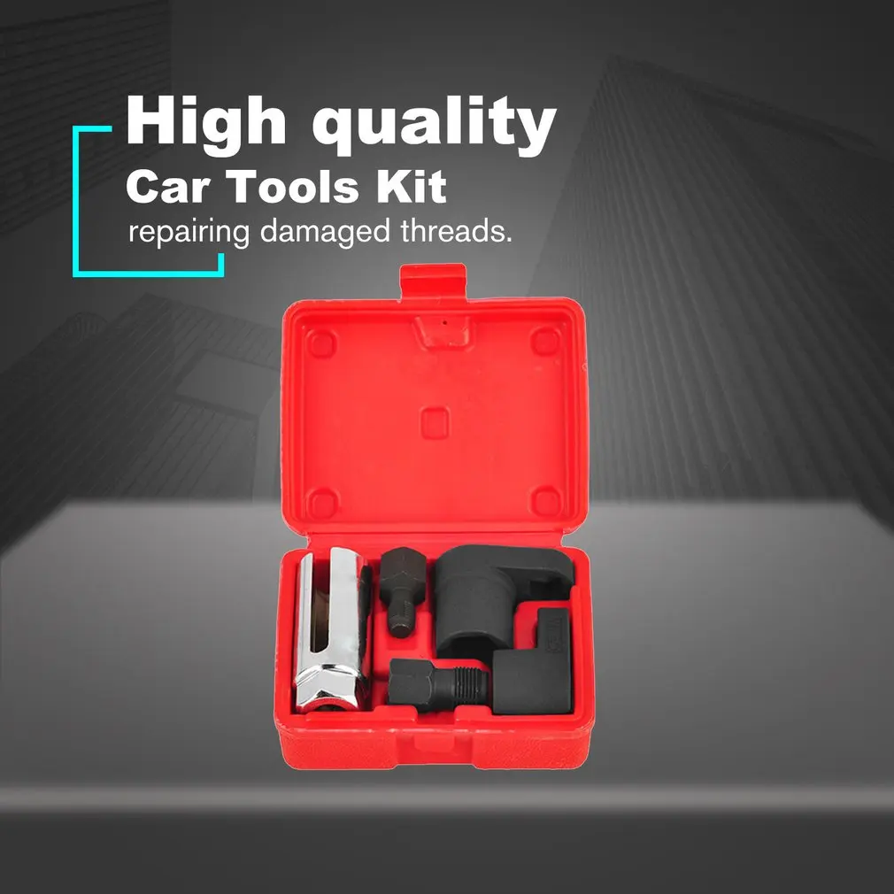 5 шт. набор ключей для датчика кислорода с резьбой, инструмент для прочистки резьбы, подходит для всех автомобилей, установка и удаление кислородных датчиков O2, смещенное вакуумное крепление.