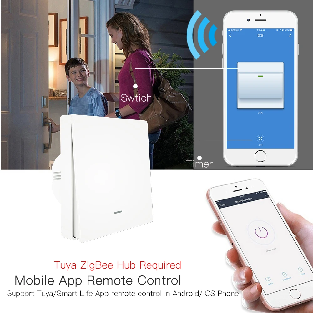 Tuya ZigBee кнопочный светильник переключатель Hub требуется умный дом автоматизация