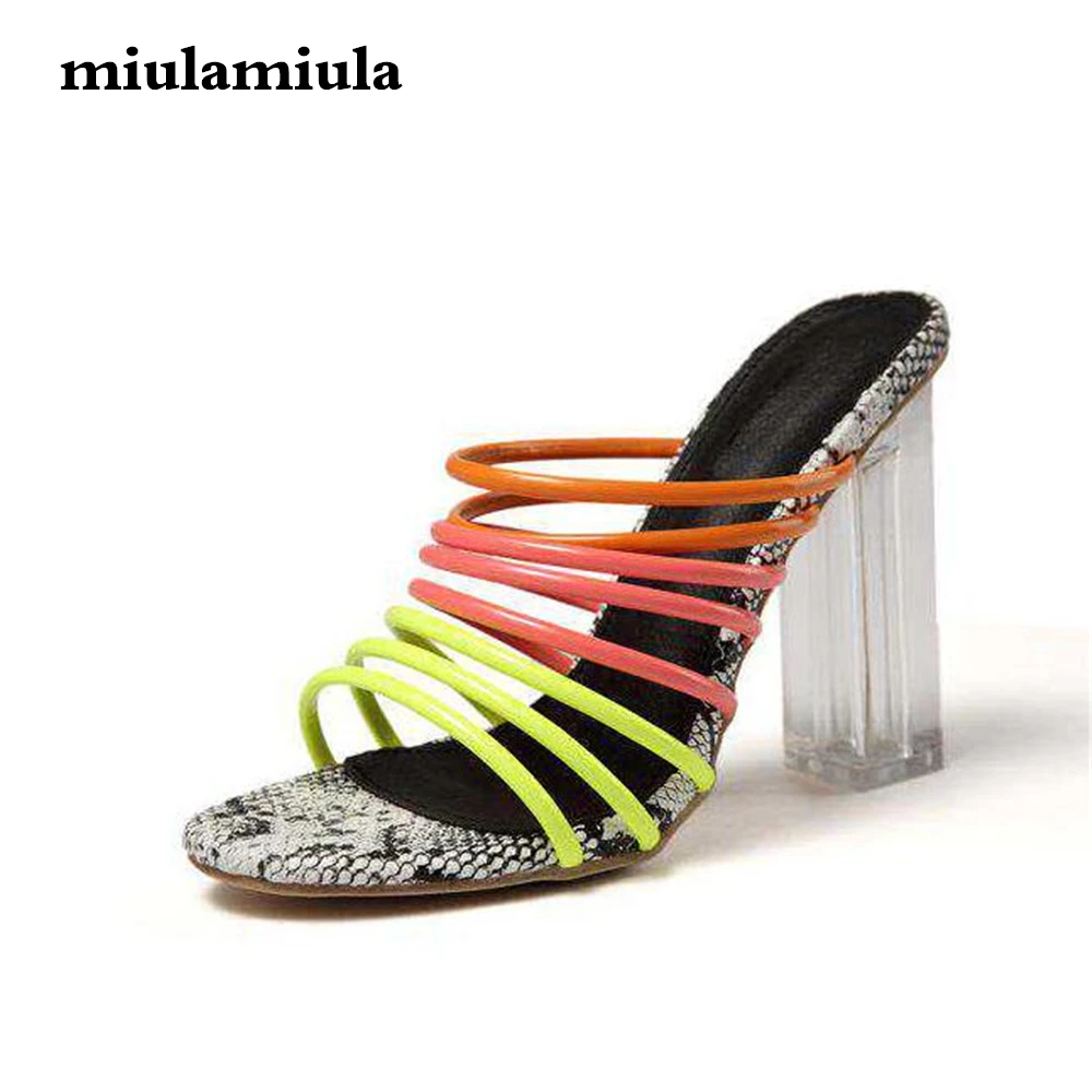 Miulamiula/женские босоножки летняя разноцветная женская обувь на высоком квадратном