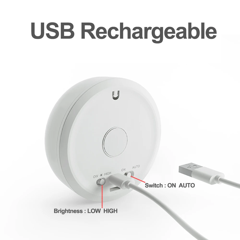 

Lamp Motion Sensor LED Night Light with Rechargeable Battery for Bedroom Kitchen Toilet Stair Hallway Closets Compact Nightlight