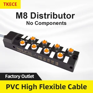 tkece leaded 8 bit m8 sensor central distributor junction box no component single channel pvc high flexible cable free global shipping