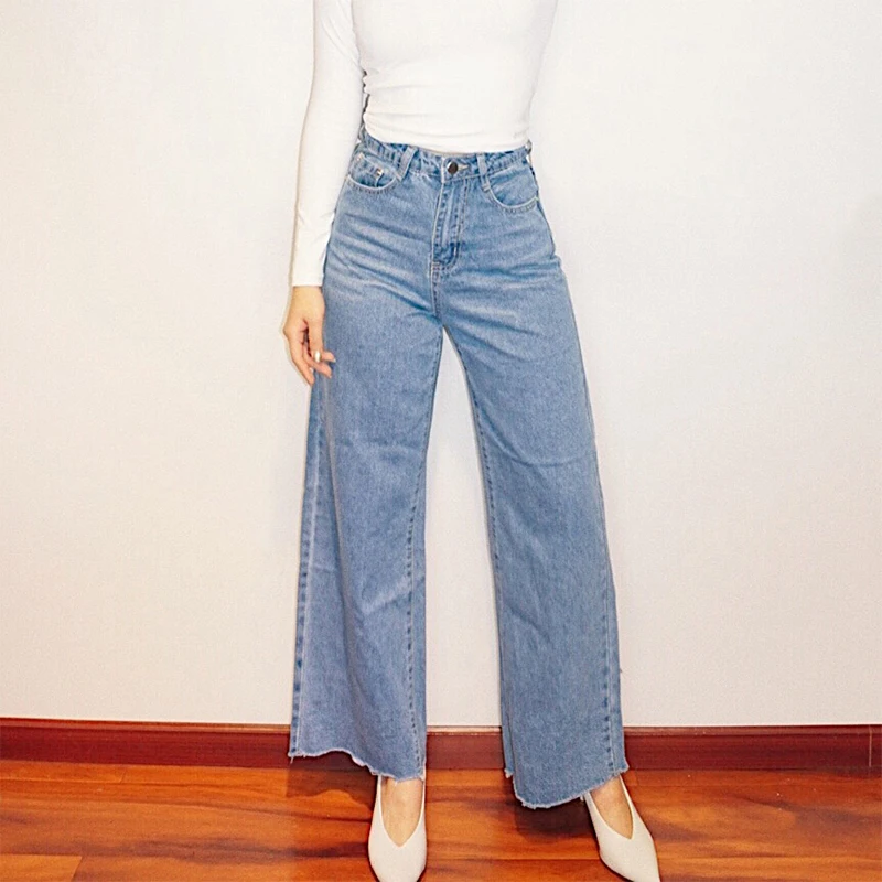 2019 Новая мода Женская одежда Ретро Высокая талия Свободные прямые Леггинсы