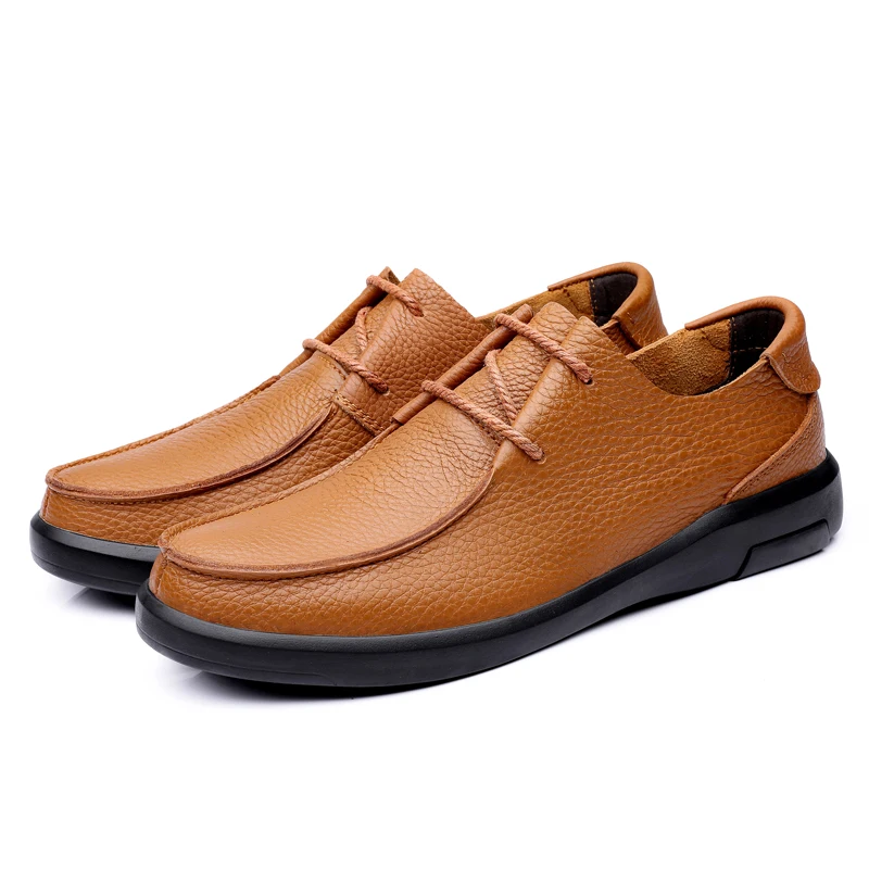 

Natural Leather Men Shoes Outdoor Casual Shoes Flats Wear-resistant Sole Men's Sneakers Walking Shoes Men Zapatillas Hombre
