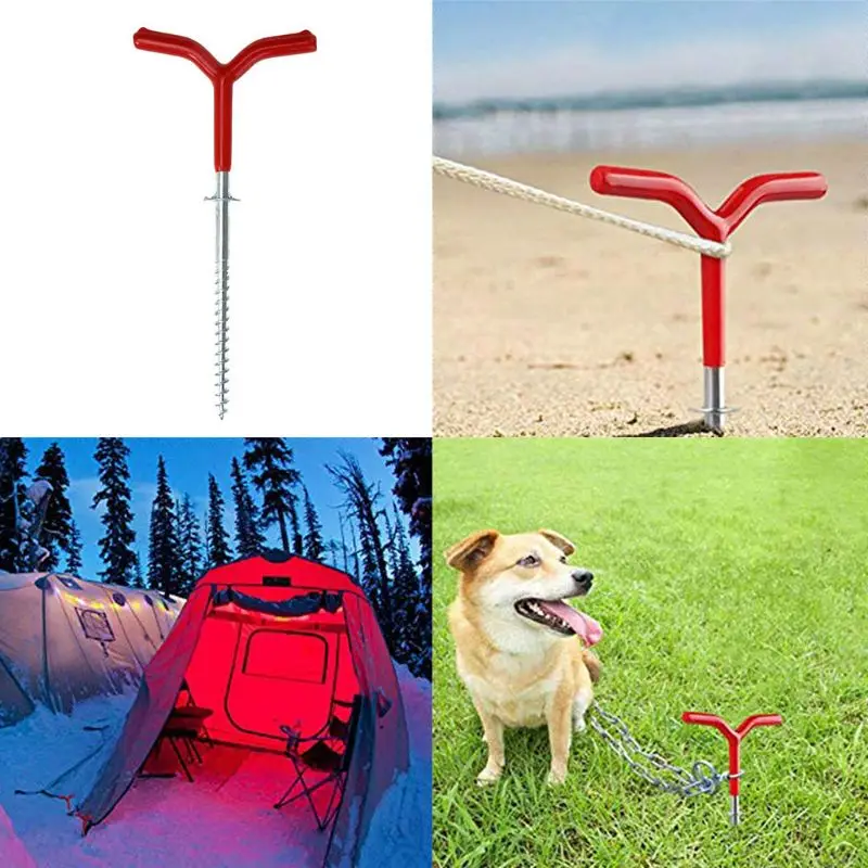 Outdoor Camping Tent Stakes Ice Fishing Screw Rod Stand Y Shape Threads Ground Anchor Holder Rests Rack Pole Pegs | Спорт и
