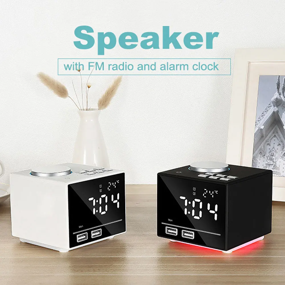 1 комплект Bluetooth изменение цвета будильник fm радио с USB зарядкой и