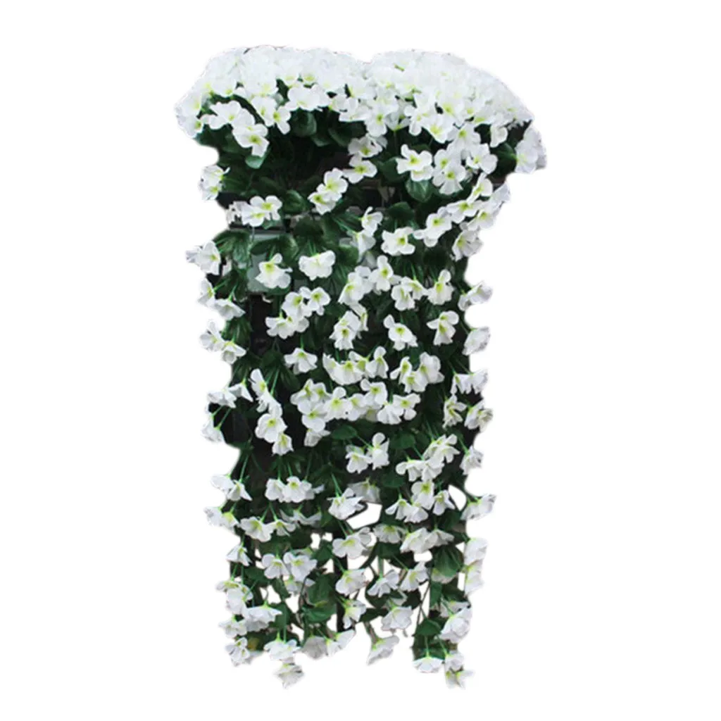 White 15# Висячие цветы искусственные фиолетовые цветы стены Вистерия гирлянда для развешивания поддельная шелковая Орхидея для дома сад отель Wisteria - Цвет: White