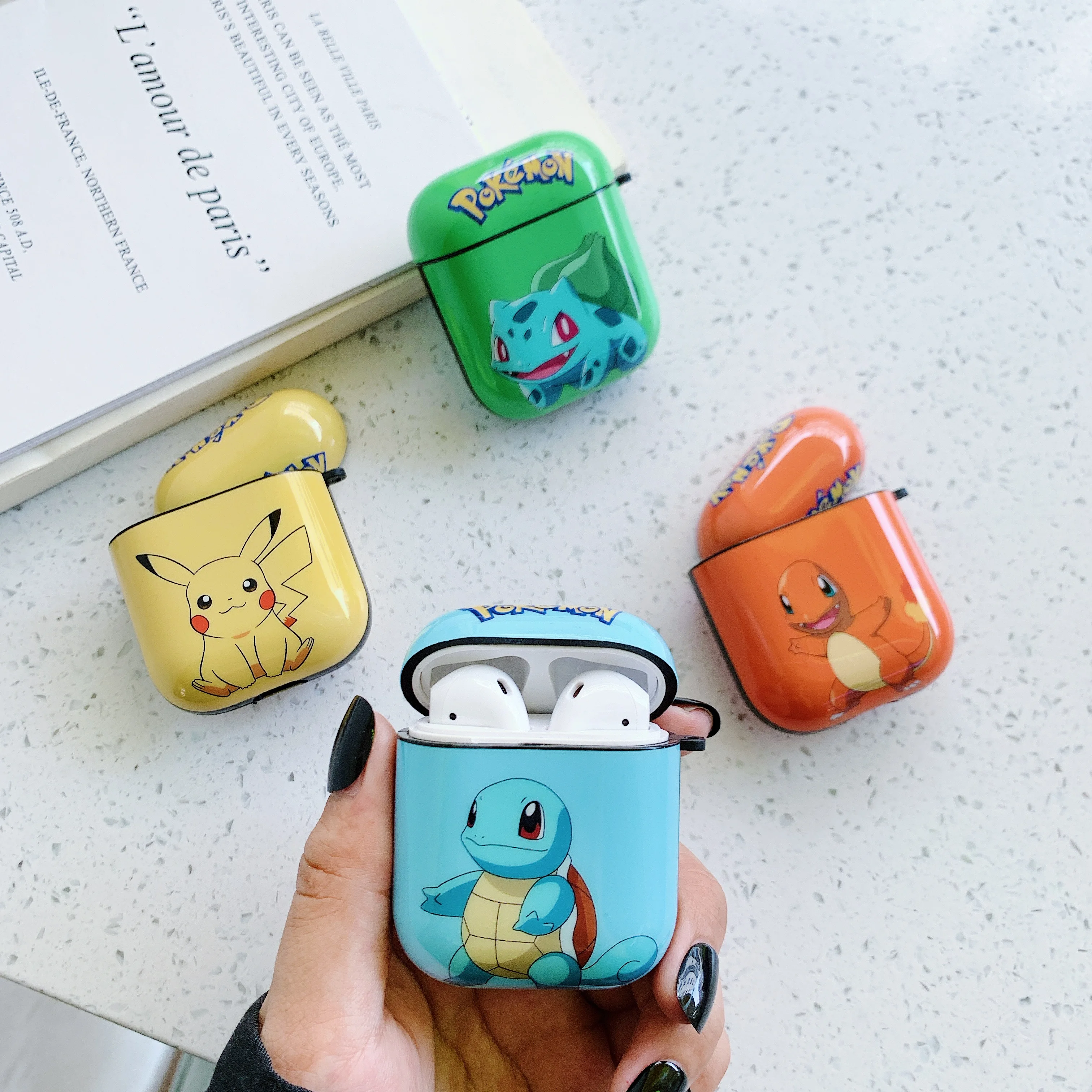 Чехол для наушников с Bluetooth для Airpods милый силиконовый защитный чехол для наушников с узором для Airpods 2 с кольцом-крючком
