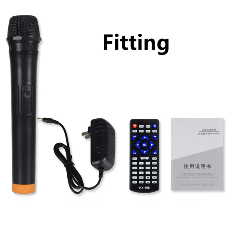 저렴한 휴대용 듀얼 스피커 높은 전원 블루투스 스피커 비디오 플레이어 14 인치 화면 MP3 MP4 FM 가라오케 기계 무선 마이크