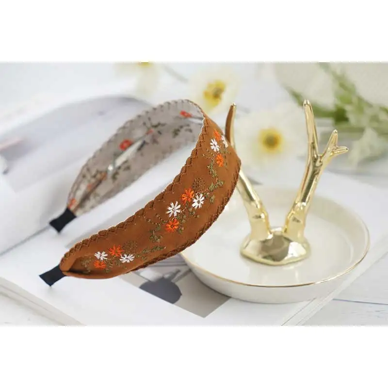 

1 Pc Women Vintage Embroidery Flower Hairbands Girls Hair Accessories Knot Hair Band Flower Headbands Head Wrap bandeau cheveux