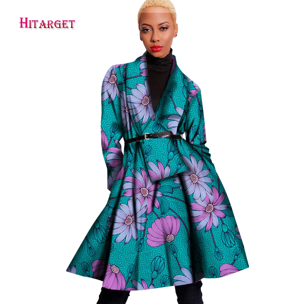 Autumn African Print Women Coat Dashiki Long Jacket Bazin Riche Loose Trench Clothes for WY1622 |