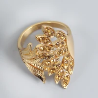 micro inlaid zircon ring orange zircon leaf goldfish tail ring fashion womens party engagement ring female simple jewelry