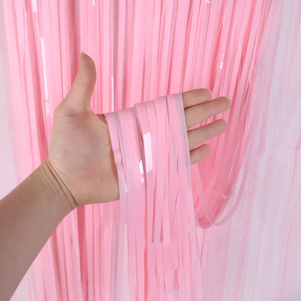

2M 3M Wedding Backdrop Stand Birthday Party Decorations Adult Mariage Foil Fringe Window Door Curtain Tinsel Drapes Candy Color