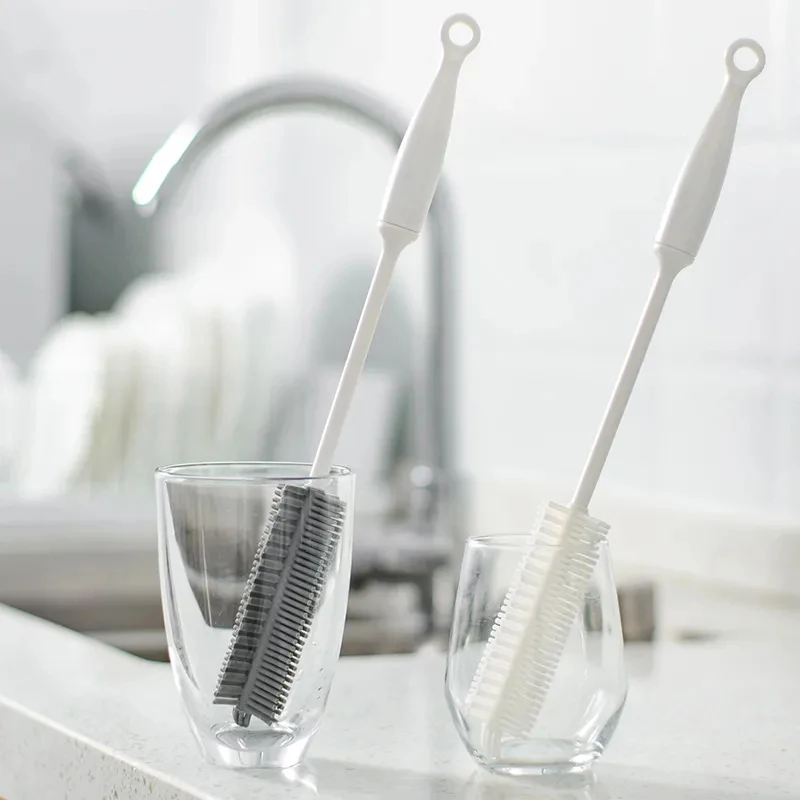 

Silicone Cup Brush Long Handle Drink Wineglass Bottle Glass Cup Cleaning Brushes Cleaner Kitchen Cleaning Tools