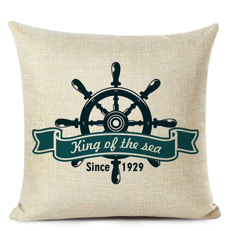 Наволочка для подушки с морским кораблем якорем знаком декоративная льняная