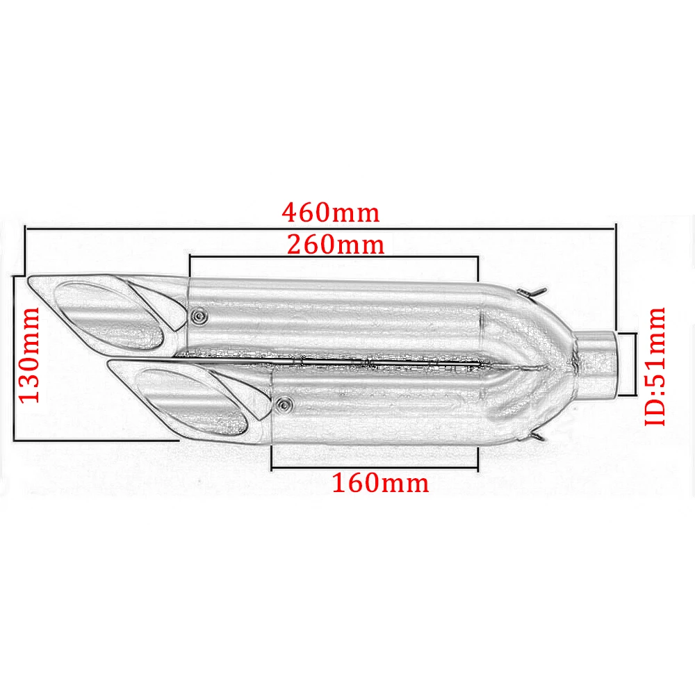 51 мм для Z800 NINJIA250 CBR300 ZX6R H2R BN600 TMAX530 универсальный глушитель выхлопной трубы