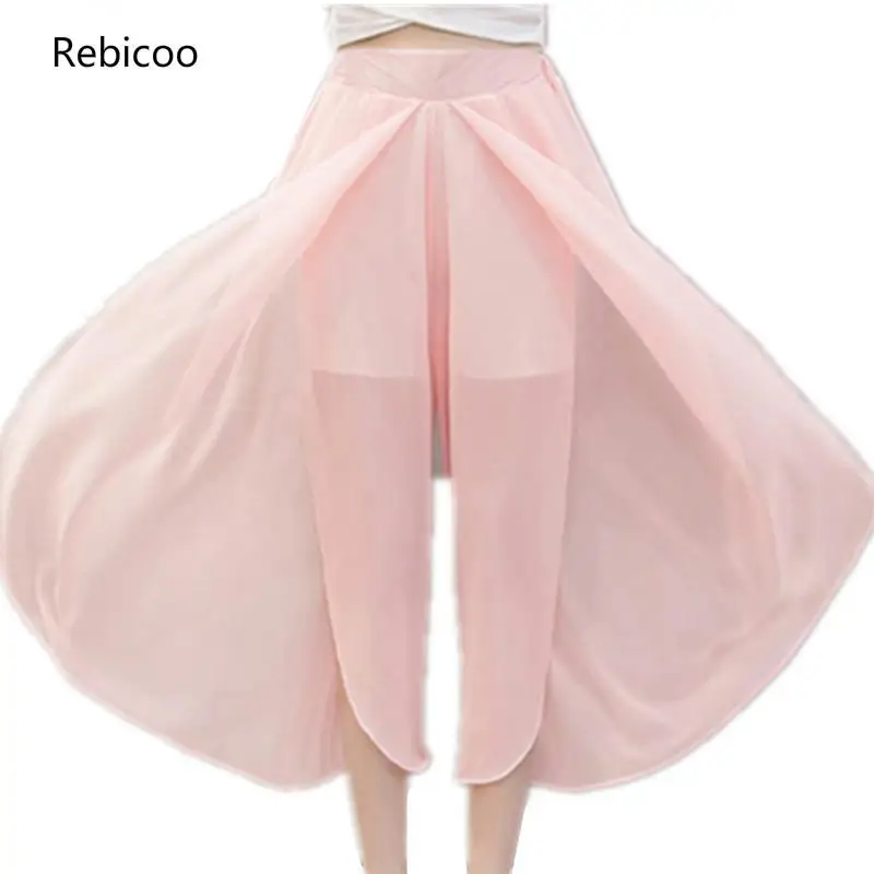 Брюки султанки с широкими штанинами юбка женские летние пляжные шифоновые брюки