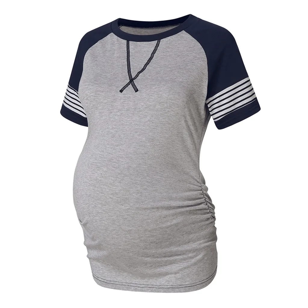 

Women Maternity T-shirt Short Sleeve Striped Print T-shirt Tops Pregnancy Clothes O-neck Women Nursing Top Maternity Dresses