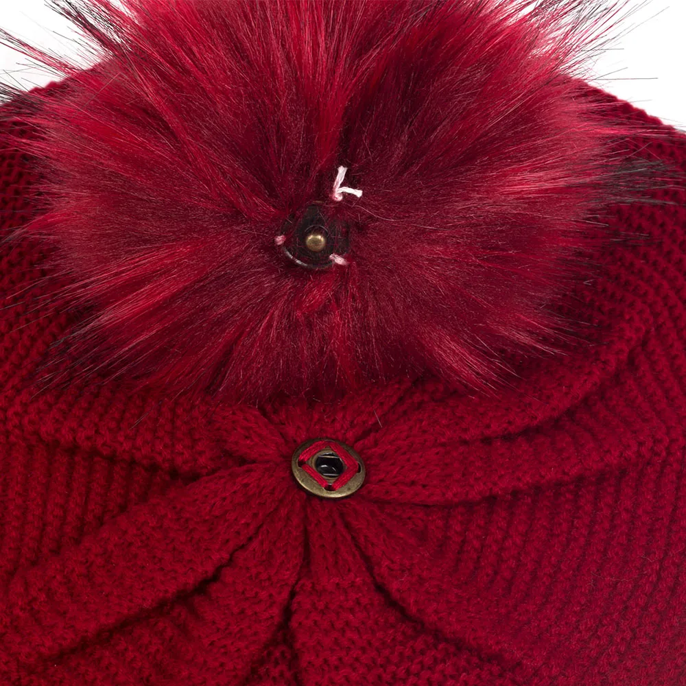 

Geebro Women Feminina Beret Knitted Solid Hat Female Winter Warm Berets With Pom Pom Casual Bonnet Girls Lady Hats