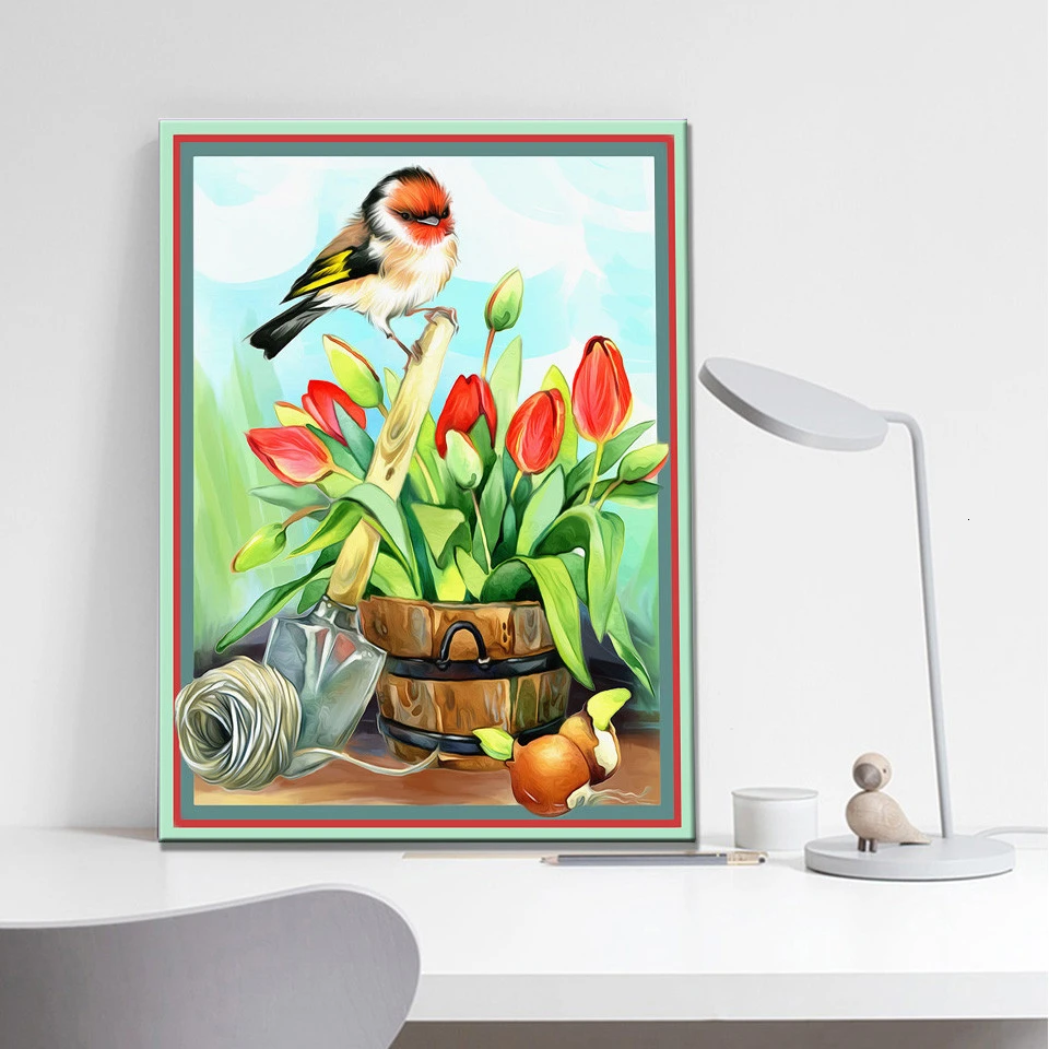 Наборы крестиков вышивка птиц цветочная корзина картина из бисера цветы 5d