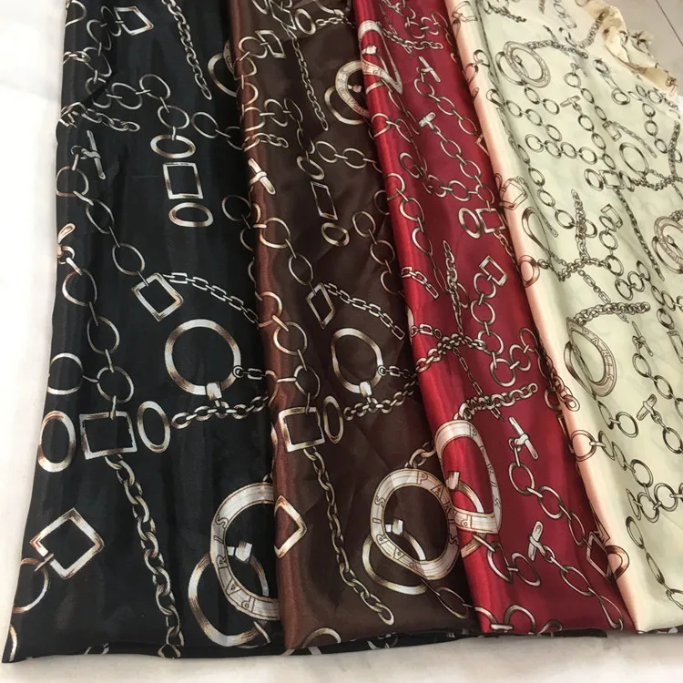 

New fashion satin polyester fabric printing soft smooth stretch chains