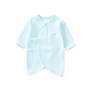 Комбинезон Pureborn для новорожденных, хлопковый, жаккардовый, однотонный, с длинным рукавом