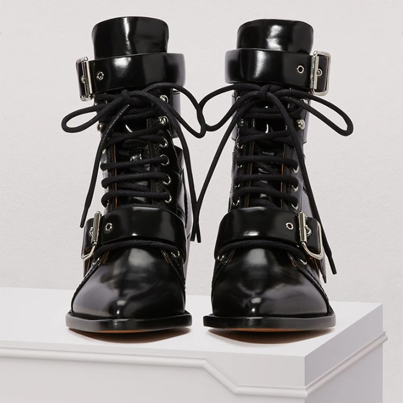 2019 г. Осенние ботильоны для женщин из натуральной кожи с ремешками вырезами