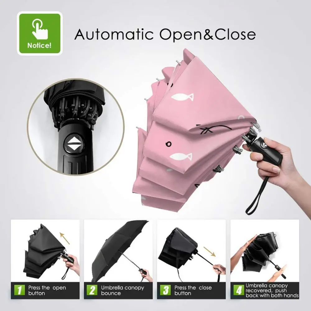 Comprare Divertente Pesce Conchiglie E Stelle Marine E Granchio Antivento Automatico Pieghevole Invertito Ombrello Portatile Paraguas Per Uomo Donna