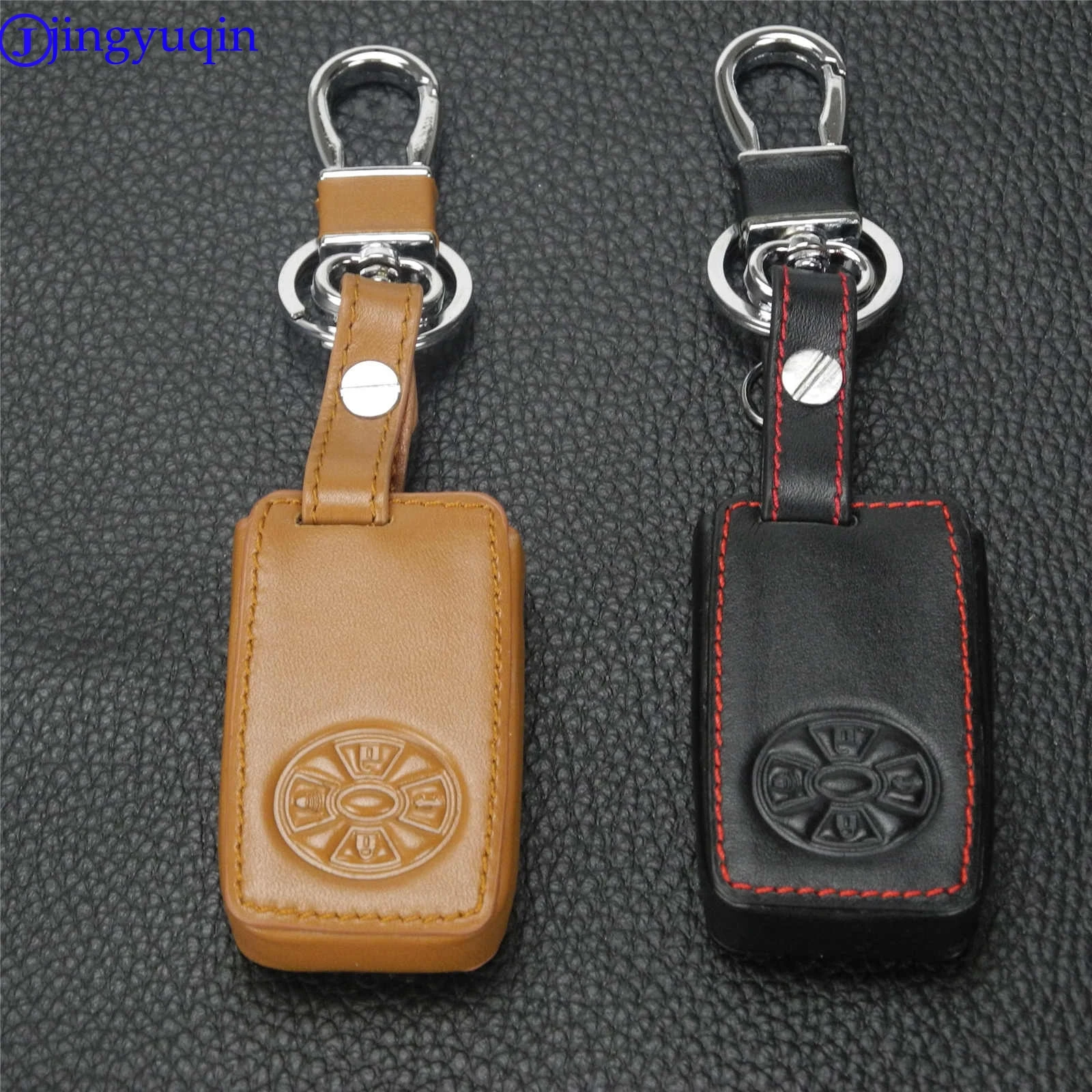 

Leather Car Key Case For Toyota RAV4 2009 10 2011 RAV 4 Yaris Reiz 4 Buttons Smart Remote Fob Shell Cover Keychain Protector Bag