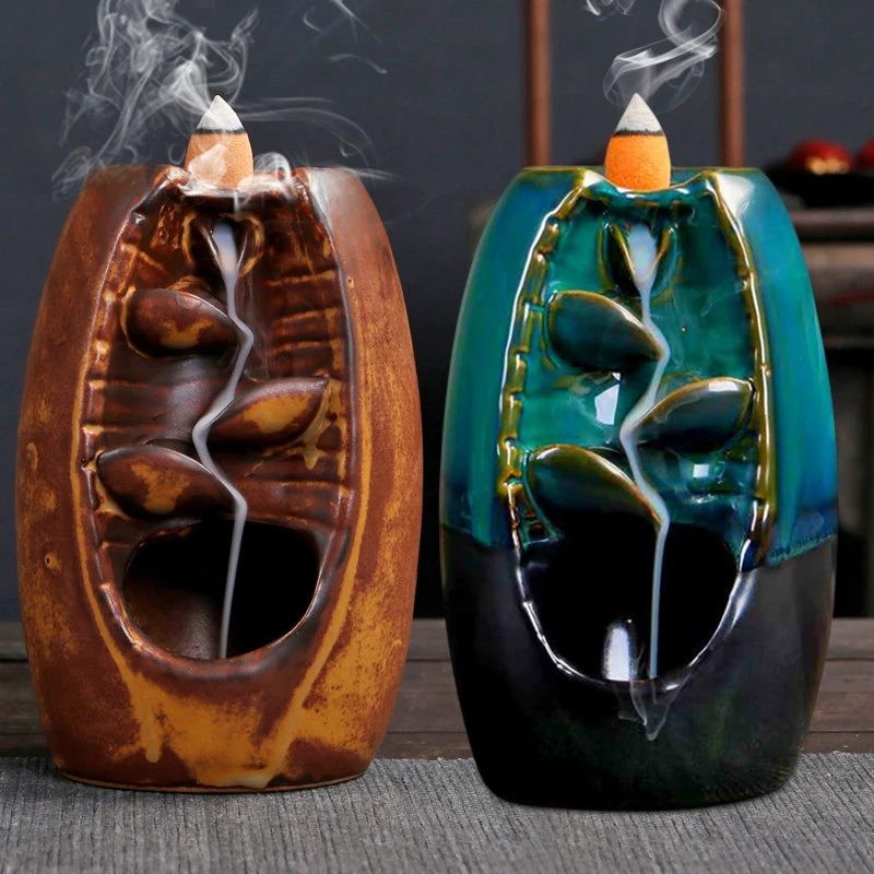 

Backflow Censer Smoking Flow Ceramic Incense Holder Decoration for Home Office HEE889