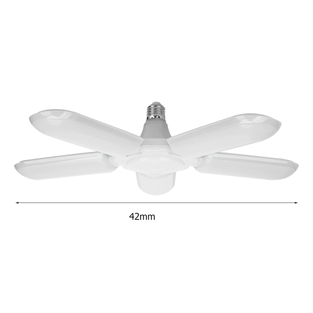 

5 Leaves Garage Light Warehouse Home Ceiling LED Foldable Fan Blade E27 75W Lamp for Household Cars Garage Supply
