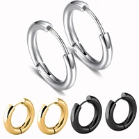 1 pair stainless steel hoop earrings for womenmen round circle earring piercing anti allergic ear buckle korean earrings