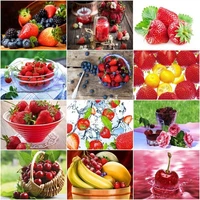 gatyztory 40x50cm oil painting by numbers strawberry fruit handpainted kits drawing canvas diy pictures home decoration gift