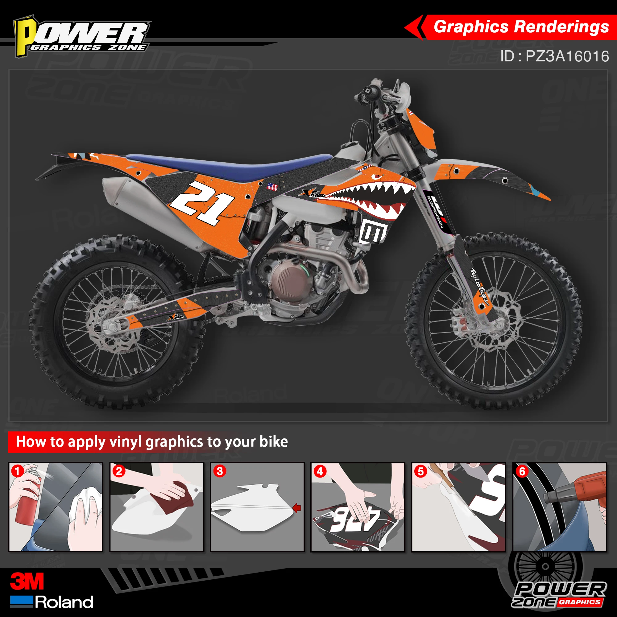 PowerZone Custom Team Graphics наклейки 3M Набор стикеров для Husqvarna 2016-18 TC FC TX FX FS 2017-19 TE FE 125-450cc 16 |