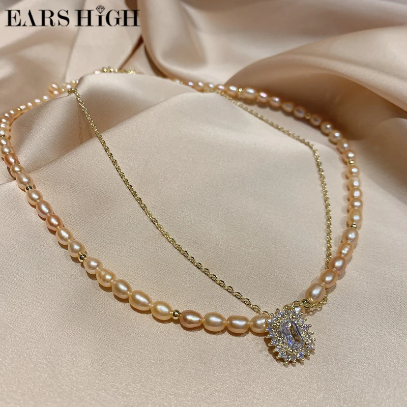 

Ушей высокое Барокко элегантный пресной воды Жемчужное ожерелье для женщин Италина ригант Леди комплект из 2 слоев фатина модные квадратно...