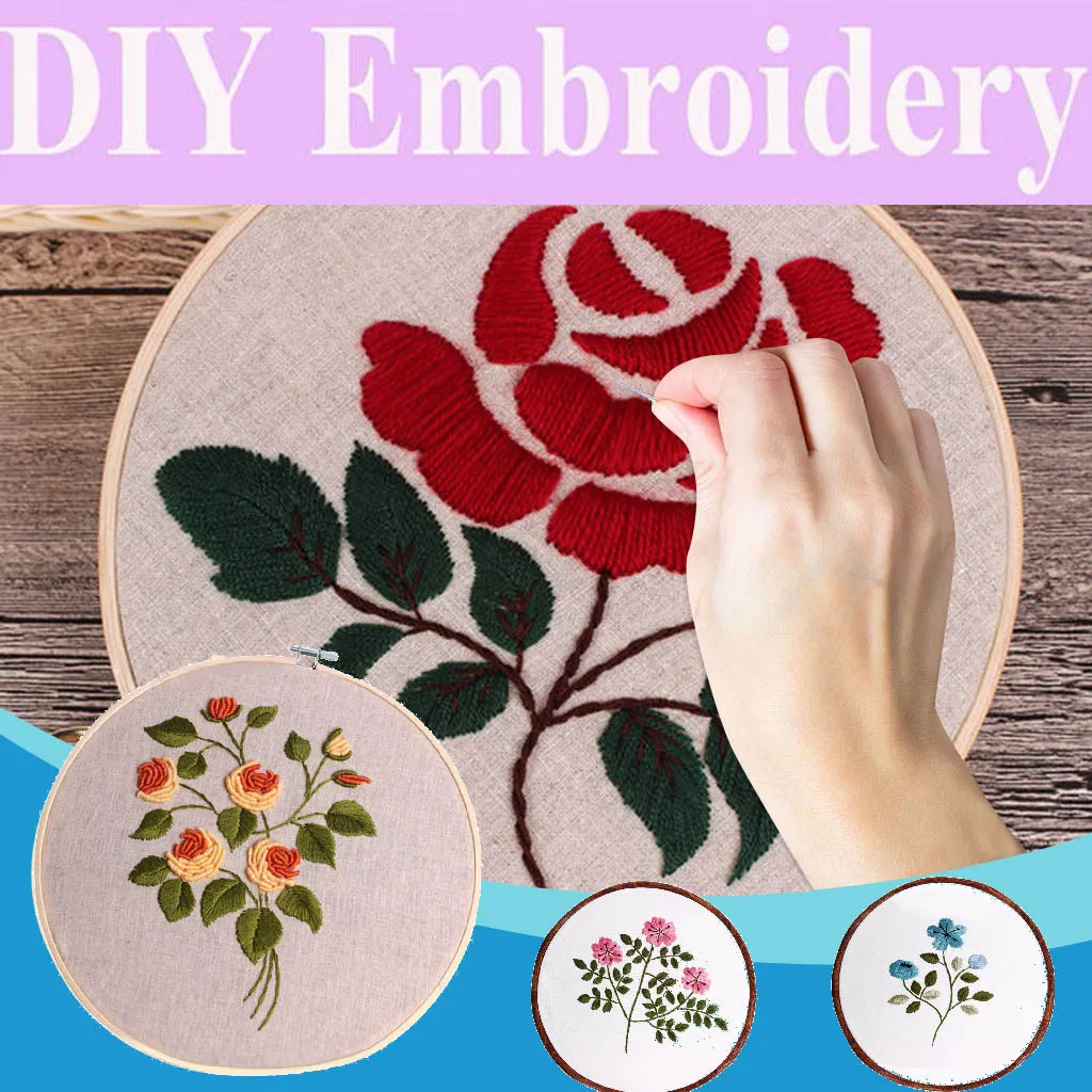 Exquisite DIY Handmade Embroidery Accessories Set 30*30cm Flower Pattern Special Handicrafts Home Decor Supplies Birthday Gifts | Дом и сад