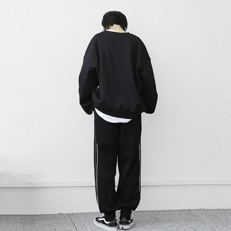 

Drawstring Black Striped High Elastic Waist Trousers New Loose Fit Pants Women Fashion Tide Spring Autumn 2021 1DD4164