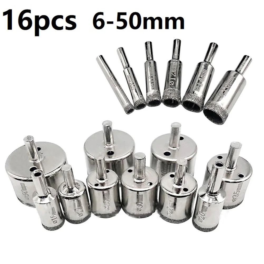 

16 Pcs Drill Bit Hole Saw Kit Set Cutter Accessories For Diamond Tile Glass Marble Ceramic Cutting Drilling Tool Parts