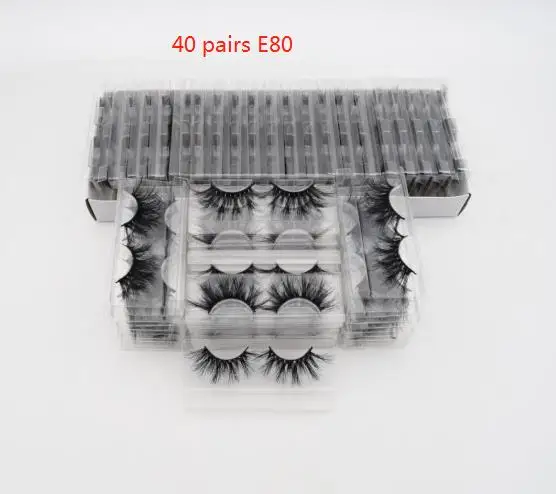 40pcs E80 Visofree 40 пар 25 мм ресницы 3D норковые ресницы с лотком без коробки норковые ресницы драматические объемные ресницы Толстые Накладные ресницы E80 - Цвет: 40pcs E80