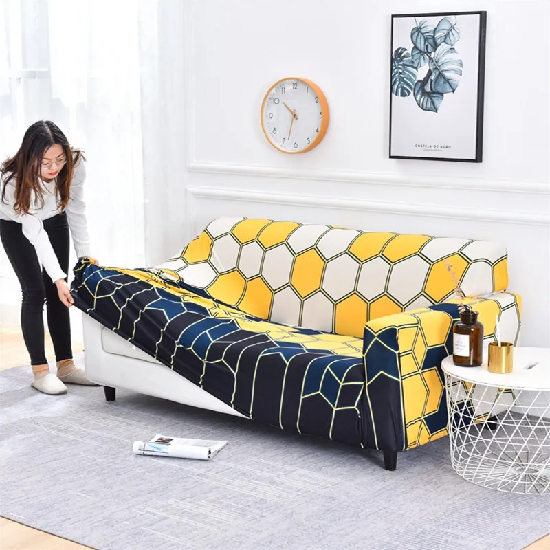 

Modern Geometric Printed Slipcover High Elastic All-inclusive Sofa Cover Four Season Universal Soft Couch Covers for Living Room