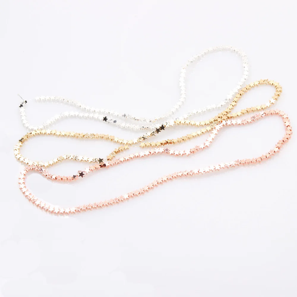 Бусины россыпью с гематита пентаграммой и звездами 4 мм для изготовления