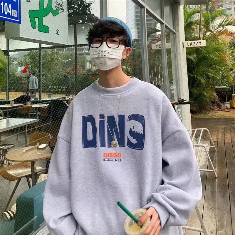 

New autumn trend popular jacket hoodie round collar hoodie temperament male plus velvet INS fashion
