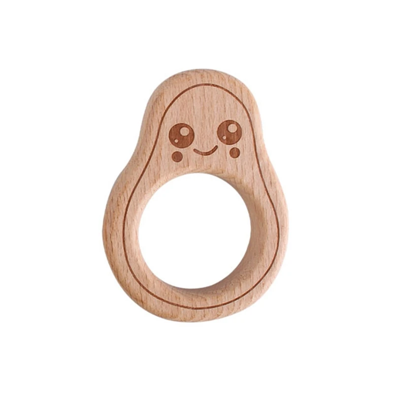 

Baby Beech Wooden Avocado Teether Shower Gifts Infants BPA-free Teething Soother Molar Toys