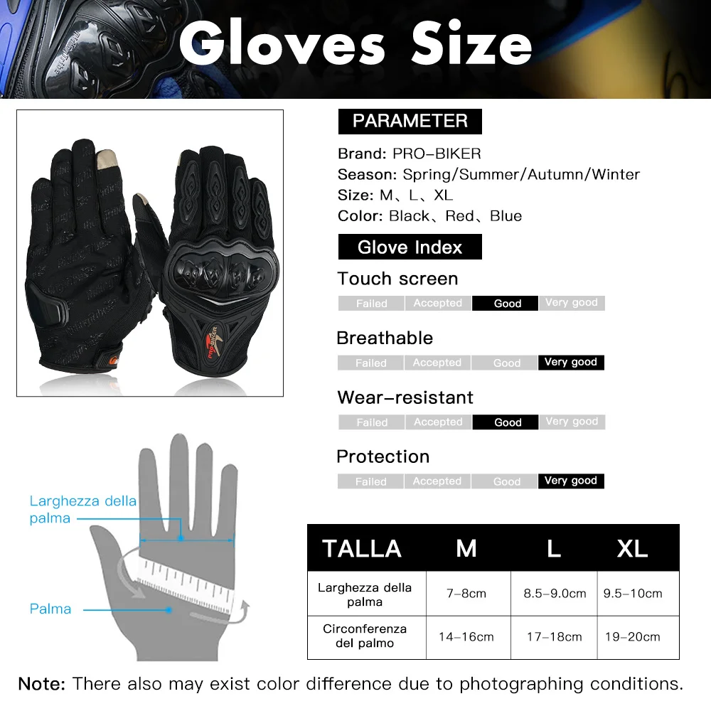 Мотоциклетные Перчатки PRO-BIKER дышащие для сенсорных экранов Спортивная Защитная